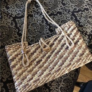 Stylish Large Tan and Brown Handmade Woven Women's Tote